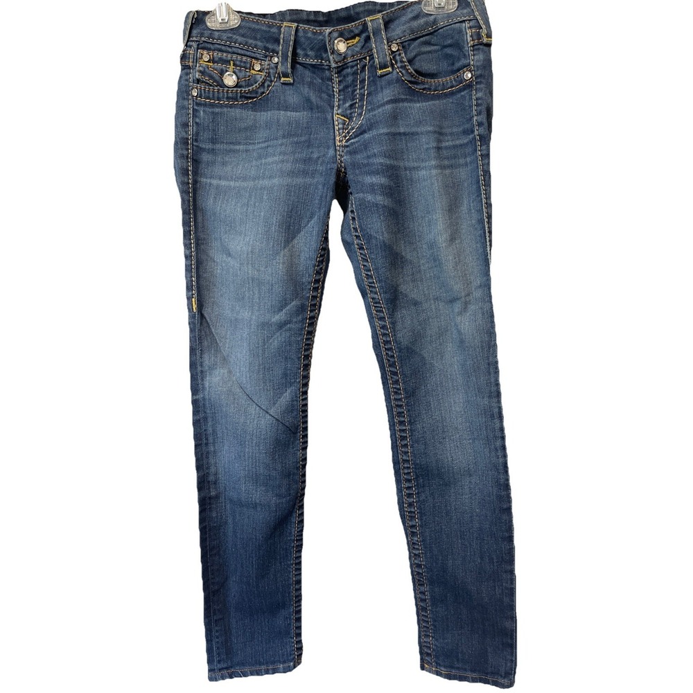 True Religion Jeans Womens Size 27 Denim Skinny Rhinestones Pockets